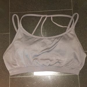 Gray Janet bra with an open strappy back.